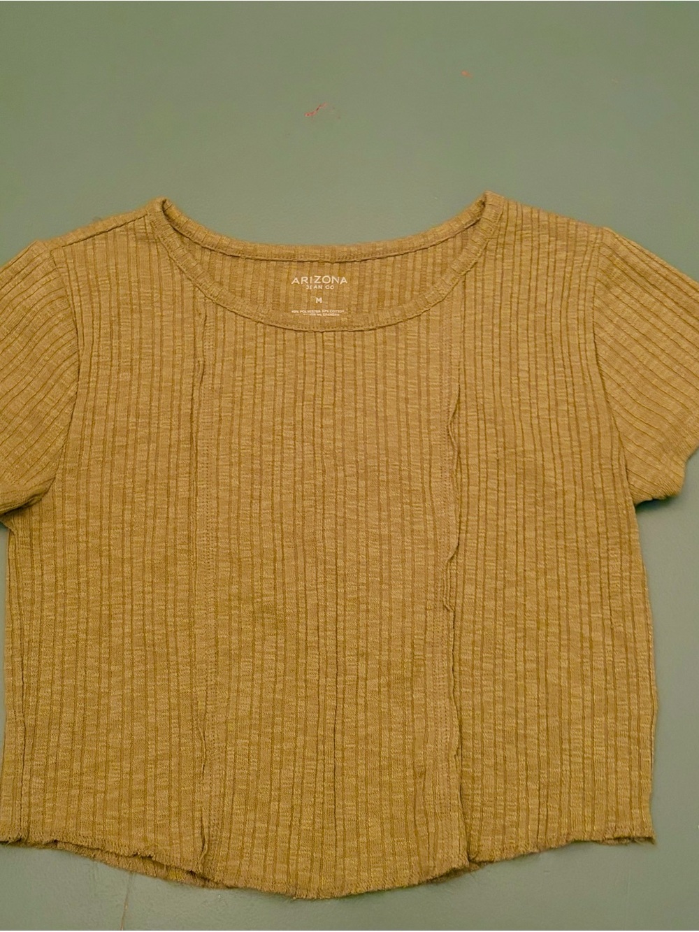 Arizona Jean Company Ribbed Cropped Tee in Olive